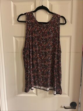 Old Navy Floral Dot Tank Top - Black with Peach & White
